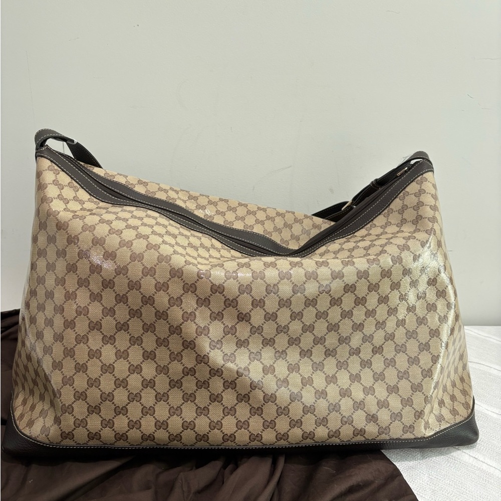 Authentic Gucci GG Supreme Crystal Monogram Large Shoulder Tote Shopper w duster - Picture 8 of 15